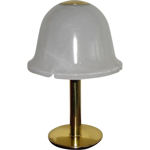 Vintage glass and brass table lamp by Limburg, Germany 1970