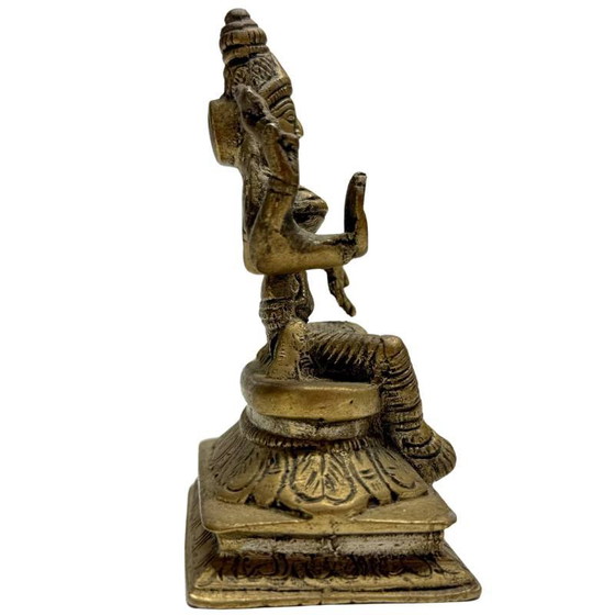 Solid Bronze Lakshmi Statue – Gold-colored – India c. 1950 – 11cm – Sculpture (photo 3 of 9)
