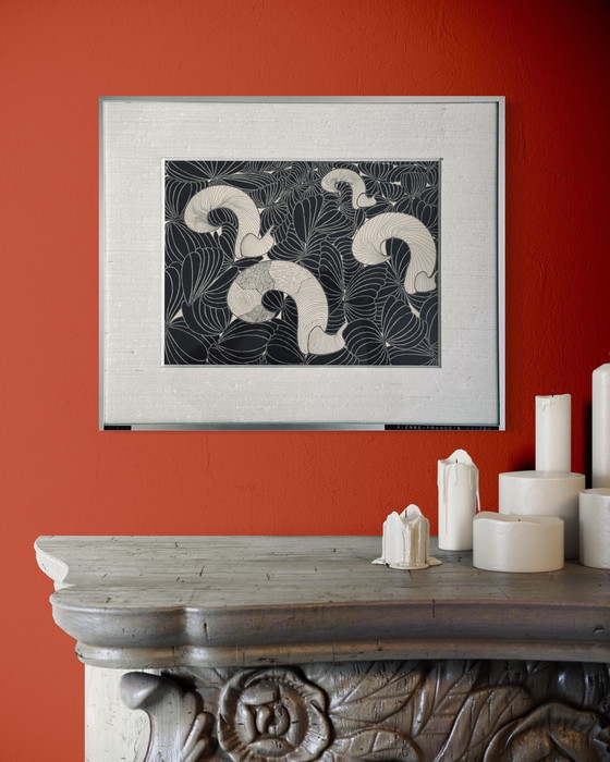 Image 1 of Pierre-Francois Vaysse - Art Brut circa 1970 - Tinta china - enmarcado