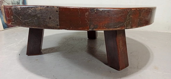 Image 1 of Vintage Wabi Sabi brutalist round coffee table 