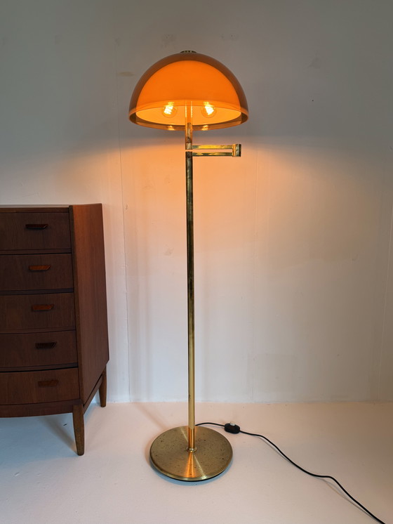Image 1 of Lampada da terra a fungo in ottone vintage, Swisslamps anni '70