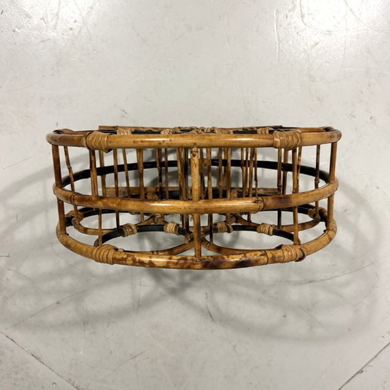 Image 1 of Rond rotan wijnrek flessenrek 1970's