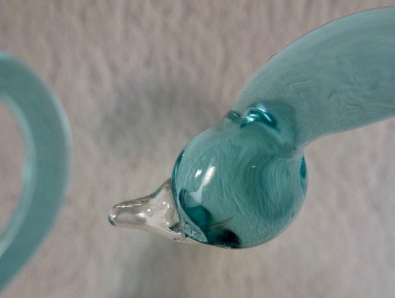 Image 1 of 2x Glazen zwaantjes in Murano stijl.