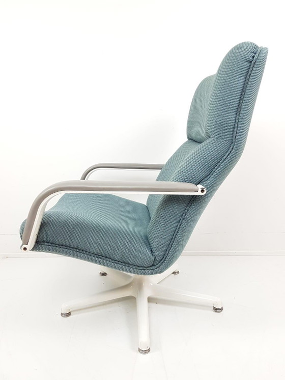 Artifort Draaifauteuil Blauwe Ploegstof Nieuw Gestoffeerd – Metal, Textile (photo 7 of 11)