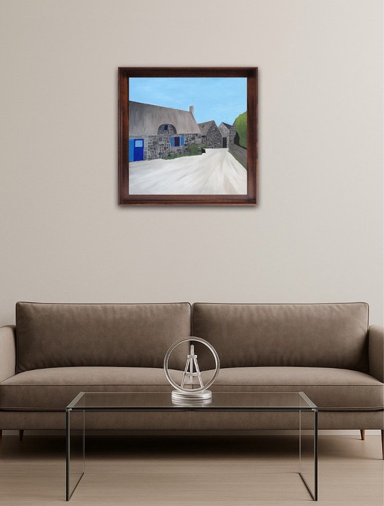 Image 1 of Öl auf bespanntem Keilrahmen. Format 50x50cm. Schwarzer amerikanischer Kasten.