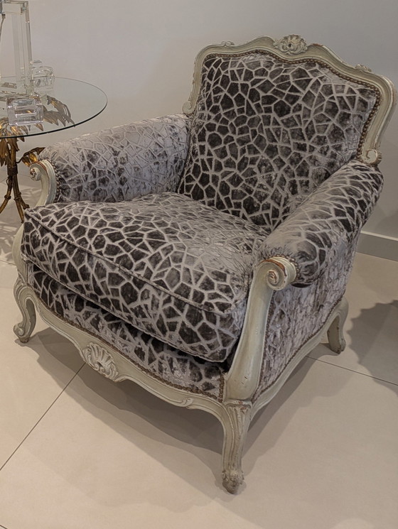 Image 1 of Hübsches Paar Barocksessel aus Velours und Holz