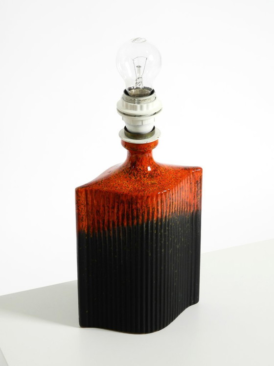 Image 1 of Unique 1960s ceramic table lamp in red and black by Kaiser Leuchten