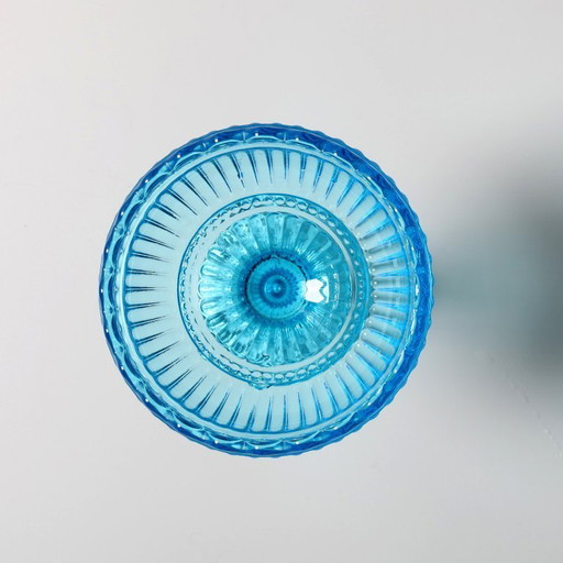 Mid-Century Iittala Marimekko Aqua Blue Schale / Vintage traditionelle finnische Sockelschale Marimekko / Iittala / 2000er Jahre