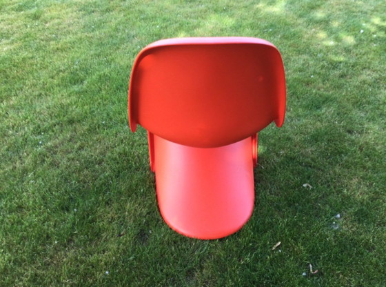 Image 1 of 4 stuks, originele design “Verner Panton chairs” in oranje