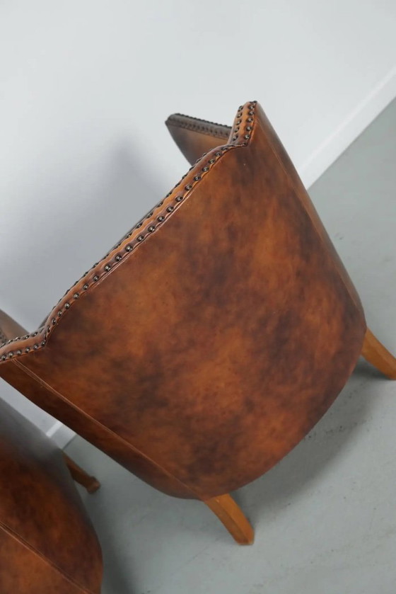 Image 1 of Poltrone club olandesi vintage in pelle color cognac, set da 2
