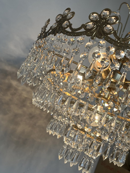 Art Nouveau style openwork frame crystal chandelier with crystal beads