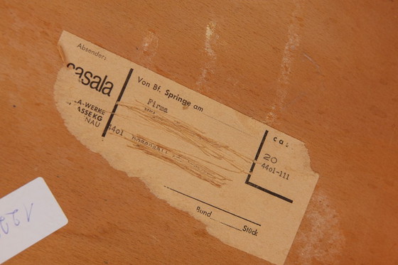 Image 1 of Vintage Casala eetkamerstoelen set van 5, jaren 50, Duitse beukenhouten stoelen, gerestaureerde rode lak, mid-century modern