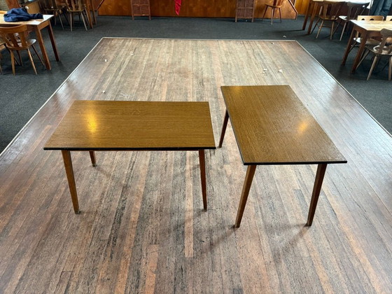 Image 1 of 6 x brown formica cafe tables from the 1970s