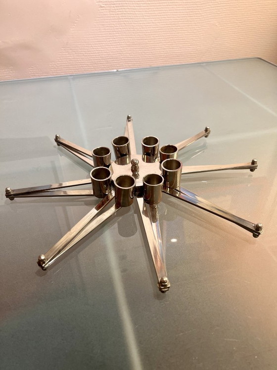 Portacandele in acciaio cromato a forma di stella, anni '70 – Metallo, Cromo (photo 3 of 10)