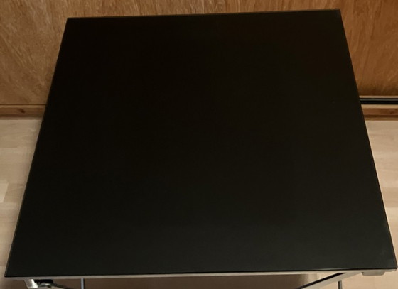 Image 1 of Tavolino Sax ClassiCon - base cromata opaca e vetro nero opaco - design classico