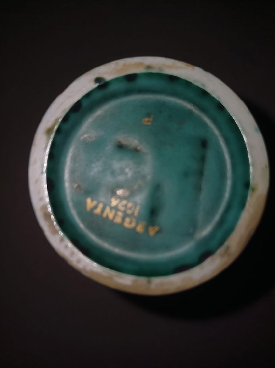 Wilhelm Kåge - Vase Art Déco Turquoise / Streamline "Argenta" Modèle 1026 - Gustavsberg Suède – Ceramic (photo 8 of 8)