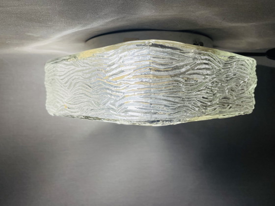 Image 1 of Vierkante helder glazen inbouwlamp voor lage plafonds of wand, 1990