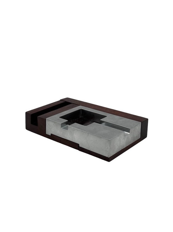 Image 1 of Cenicero de caoba moderno de mediados de siglo, Alfred Dunhill Italia Años 70