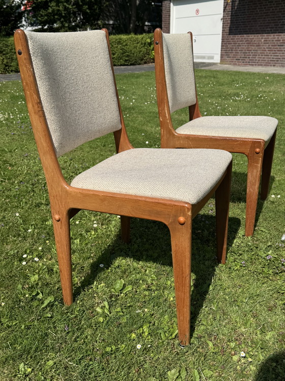 Image 1 of Set van 4 vintage Scandinavische eetkamerstoelen, Teak, Mid Century Modern,  ’70