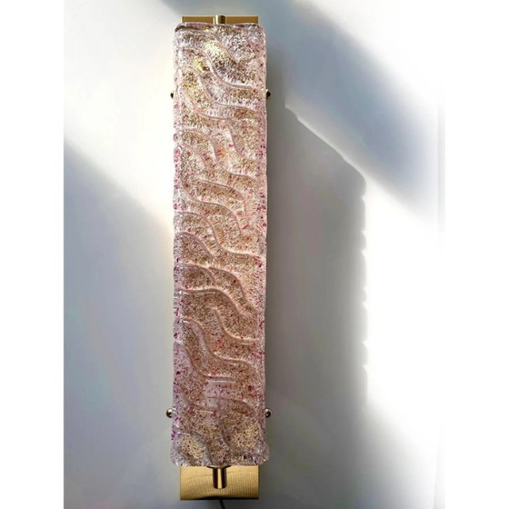 Image 1 of High-End Gold Wall Sconce Pair with Ametista “Graniglia” Murano Glass