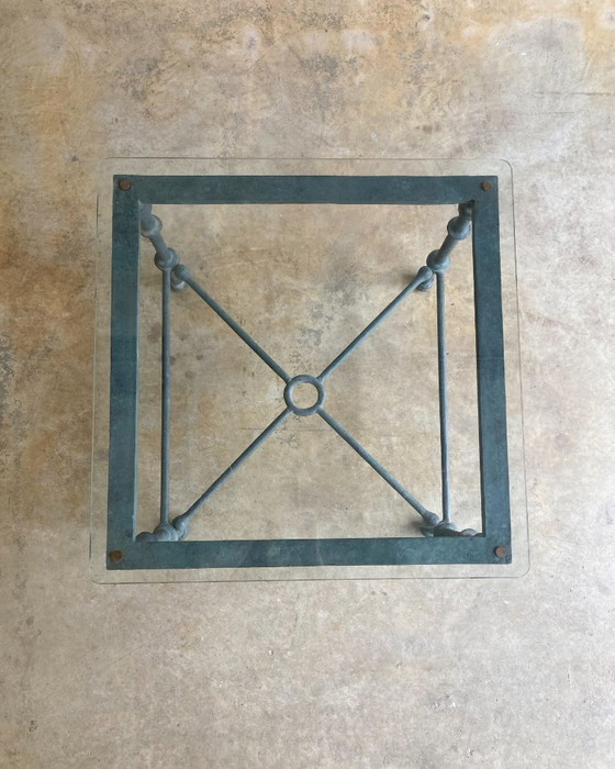 Image 1 of Vintage sculptural metal coffee table with a patina finish