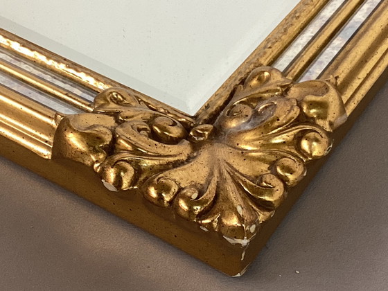 Image 1 of Miroir à facettes Deknudt doré avec bords fumés