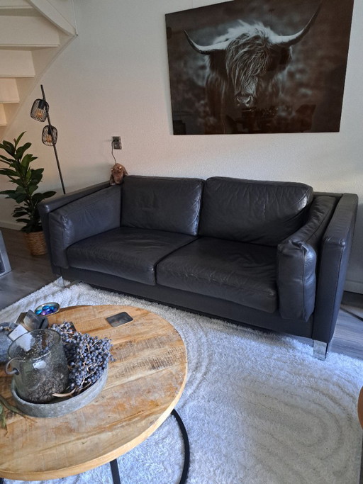 Brown leather sofa