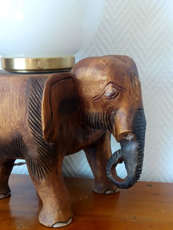 Image 1 of Elephant and opaline lamp