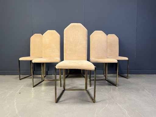 Vintage brass dining chairs by Belgochrom, 1970s