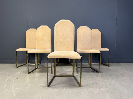 Image 1 of Chaises de salle à manger vintage en laiton par Belgochrom, années 1970
