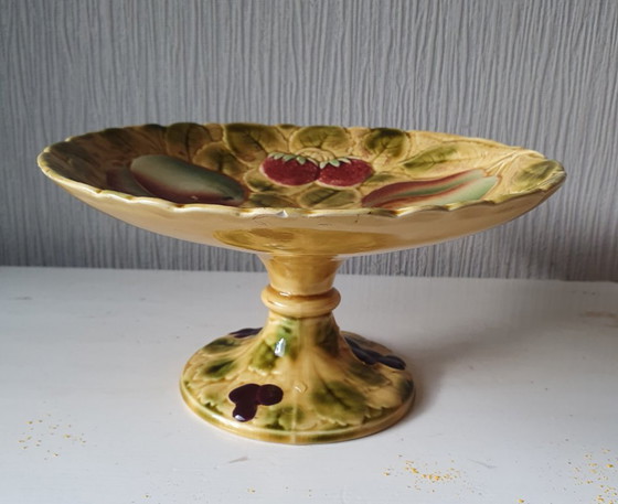 Sarreguemines Fruitschaal Majolica Op Voet Ca 1900 – Tafelaccessoires, Ceramic (photo 2 of 13)