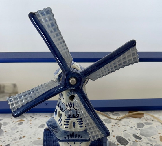 Vintage Delftsblauwe Molenlamp – Keramische Hollandse Windmolen – Werkend!!! – Delfts Blauw, Tafellampen (photo 3 of 5)