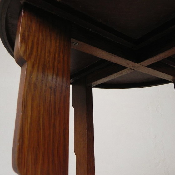 Image 1 of Mesa Art Déco con tablero de latón, Escuela de Ámsterdam, década de 1930