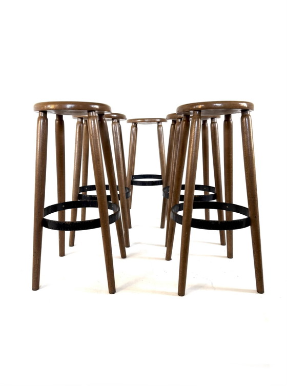 Image 1 of Set van 5 Brutalistische barkrukken ‘80