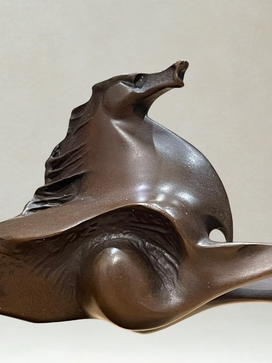 Image 1 of Bronze sculpture – Galloping horse – Signed Milo – Marble base