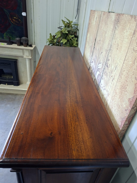 Ancienne commode, armoire d'apothicaire, classeur, style Empire, patinée avec soin. Dimensions : 148 x 45 cm, (photo 6 of 7)