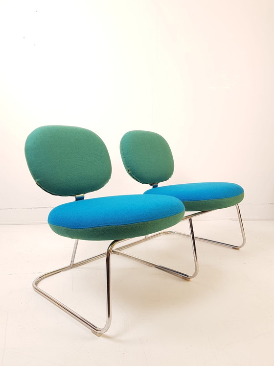 Artifort Banco Vega C 310/2 Sofá 2 Cromo Tela Ploeg Azul – Sofás de 2 plazas, Chrome, Wool, Vintage (photo 3 of 9)