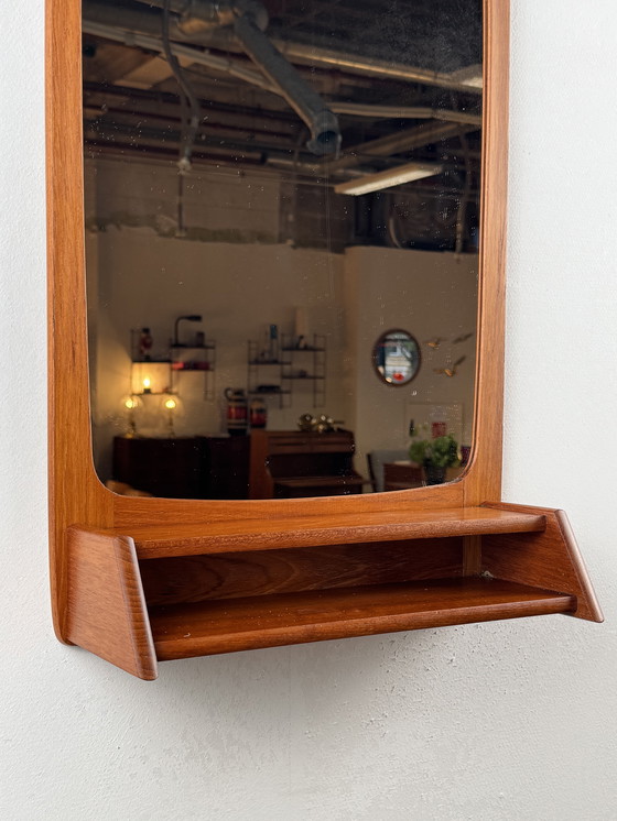 Image 1 of Mid-Century Modern Teak Mirror with Shelf