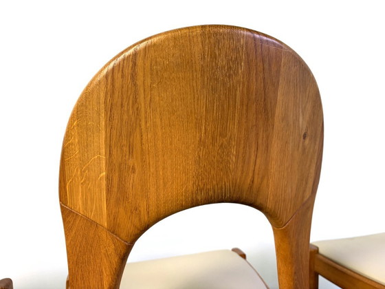 Sedie da pranzo danesi vintage in rovere, set di 4 - anni '70 – Legno, Skai (photo 6 of 10)