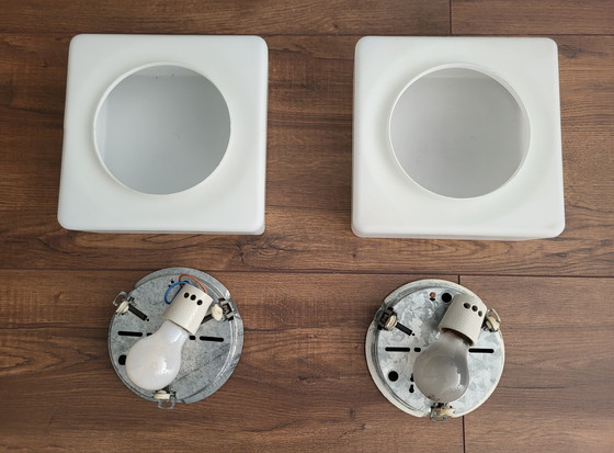 Image 1 of 2 Mid - Century Bauhaus Ceiling Lamps in Opaline White