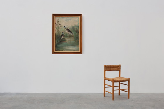 Image 1 of Grand tableau décoratif d'oiseaux dans l'eau, France années 1960