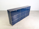 Credenza originale USM Haller, blu acciaio, 3x3; cassettiera Fritz Haller