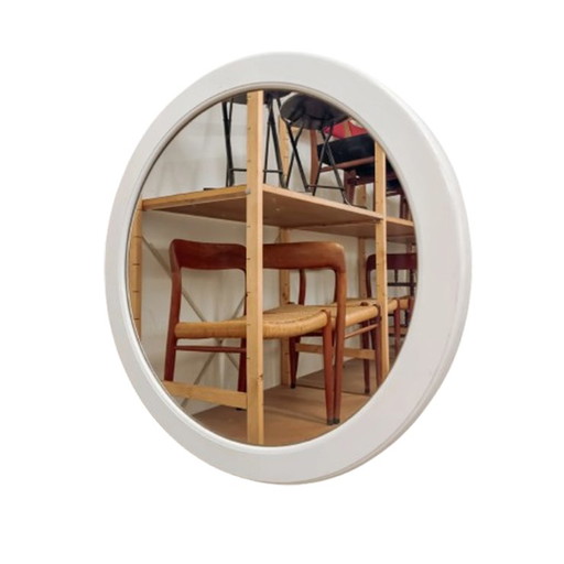 Vintage Grote Ronde Spiegel Met Witte Rand