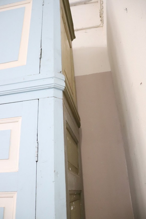 Image 1 of Antieke kledingkasten van gelakt sparren- en populierenhout, Italië, 19e eeuw