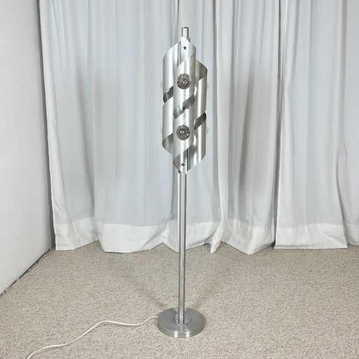 Brushed aluminum floor lamp, Space Age style, 1970s