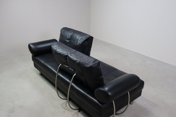 Image 1 of Divano/letto Zanotta "Europa" in pelle nera, Italia 1988