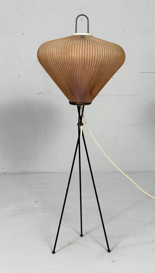 Mid-century tripod floor lamp in the style of Georges Leon Rispal, France, 1970s