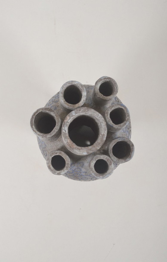 Image 1 of Ceramic sculpture with circular patterns and signature