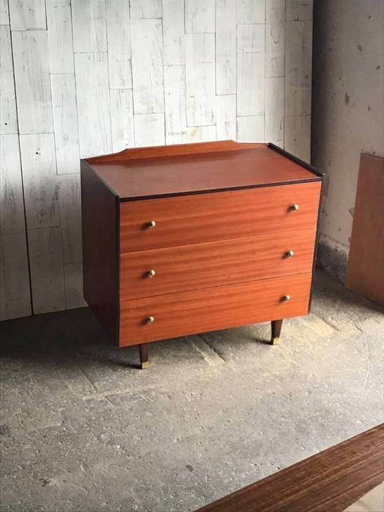 Vintage Chest of Drawers with Black Trim and Gold Knobs – Retro (photo 4 of 6)