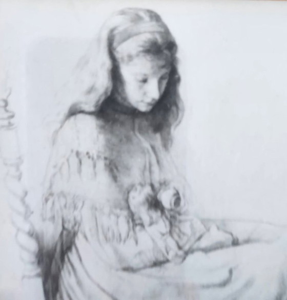Image 1 of Rare Pencil Drawing by Herbert van der Poll 1896